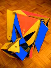 un masque au carton / a mask made out of cardboard and painted