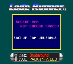 Lode Runner Lost Labyrinth Sample Screen (English)