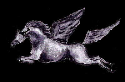 flying horse in black