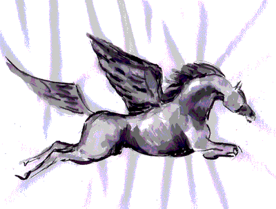 same flying horse but in white and reversed
