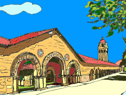 [Stanford University Quad with a view of Hoover Tower]