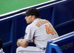 Pat sits in the bullpen at Skydome