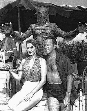 1954: Carlson and Julia Adams met the Creature From the Black Lagoon and became sci-fi film icons