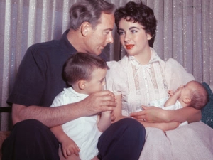 Michael Wilding and Elizabeth Taylor with sons Michael Jr. and Christopher
