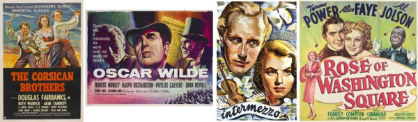 Intermezzo (1939), Rose of Washington Square (1939), The Corsican Brothers (1941), Oscar Wilde (1960)