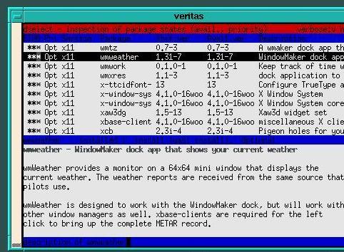 screenshot of dselect explaiing wmWeather